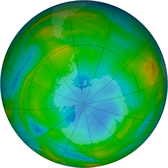 Antarctic ozone map for 09 July 1983